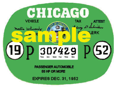 (image for) 1952 Illinois Tax/inspection sticker CHICAGO